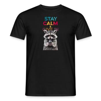 Meme raccoon - Men's T-Shirt - black - Front - AI Model Male 178 light (178cm)