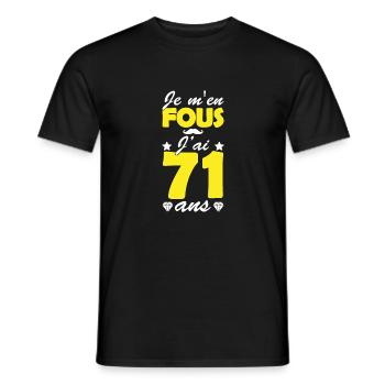j ai 71 ans / cadeau anniversaire 71 ans - T-shirt homme - noir - Devant - AI Model Male 178 light (178cm)