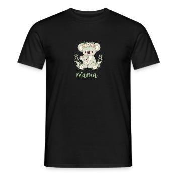 Maman Koala ours câlin I Couronne florale maman I Koala - T-shirt homme - noir - Devant - AI Model Male 178 light (178cm)