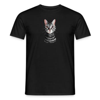 Neugieriger Katzenblick - Männer T-Shirt - Schwarz - Vorne - AI Model Male 178 light (178cm)