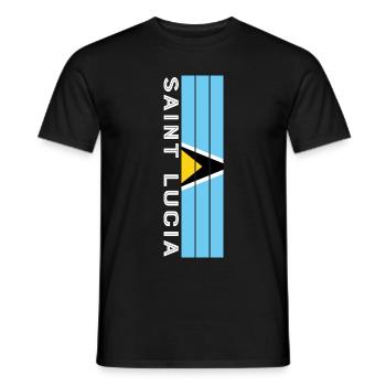 St. Lucia country color in stripes - Men's T-Shirt - black - Front - AI Model Male 178 light (178cm)