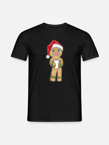 Lebkuchenmann Weihnachten Milch - Männer T-Shirt - Schwarz