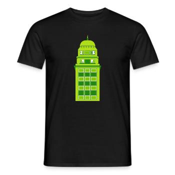 Retro Green Tower Clock - Men's T-Shirt - black - Front - AI Model Male 178 light (178cm)