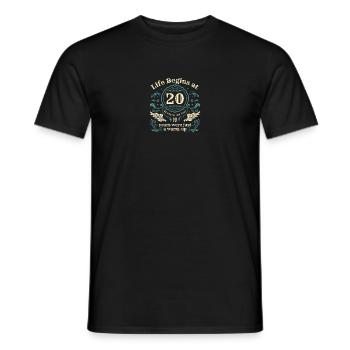 La vie commence à 20 ans - Millésime 20 ans, 20ème - T-shirt homme - noir - Devant - AI Model Male 178 light (178cm)