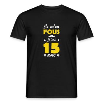 I don't care I'm 15 years old/ birthday 15 years - Men's T-Shirt - black - Front - AI Model Male 178 light (178cm)