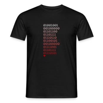 I love You en code binaire - T-shirt homme - noir - Devant - AI Model Male 178 light (178cm)