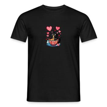 Cat Ramen Kawaii Japanese-Inspired Art - Men's T-Shirt - black - Front - AI Model Male 178 light (178cm)
