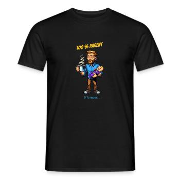 100 % parent 0 %repos - T-shirt homme - noir - Devant - AI Model Male 178 light (178cm)