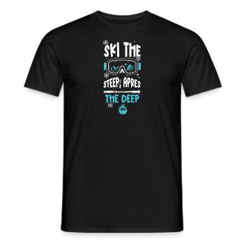 Ski the steep, après the deep - Men's T-Shirt - black - Front - AI Model Male 178 light (178cm)