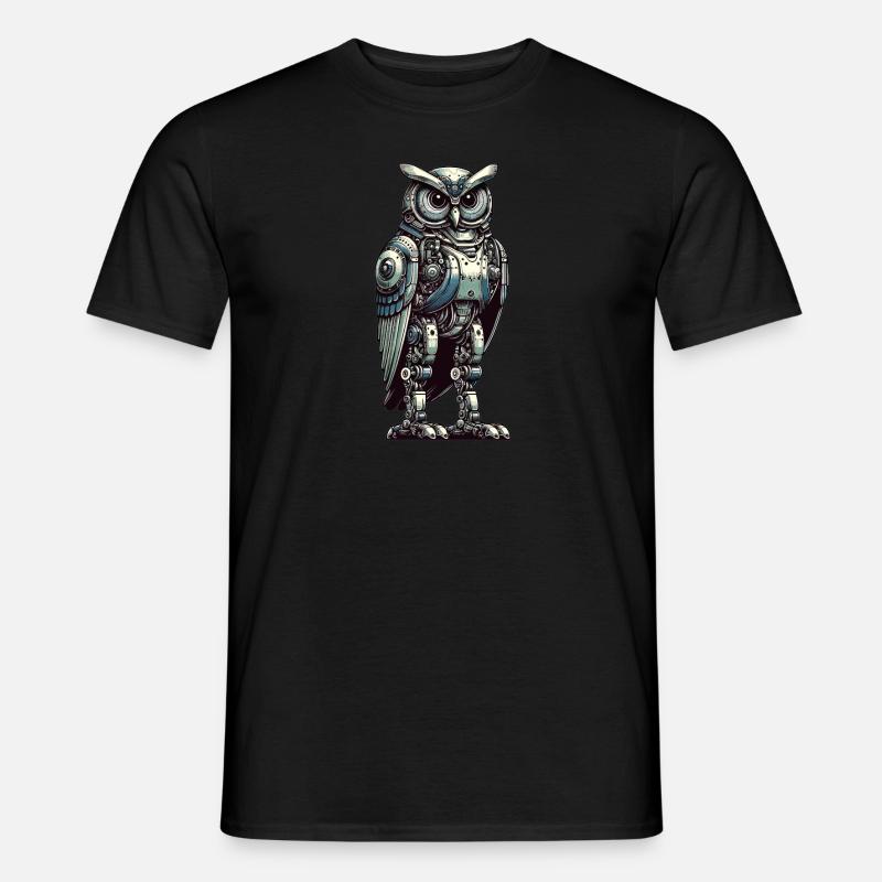 Eule Roboter, Roboter-Eule - Männer T-Shirt - Schwarz