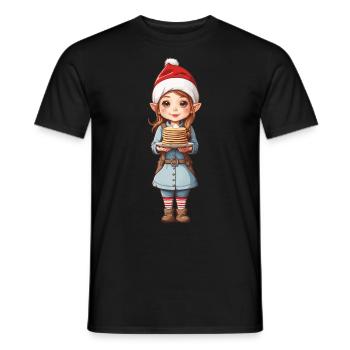 Süßer Weihnachtswichtel Weihnachten Pfannkuchen - Männer T-Shirt - Schwarz - Vorne - AI Model Male 178 light (178cm)