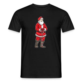 Santa Claus Christmas Walking Stick - Men's T-Shirt - black - Front - AI Model Male 178 light (178cm)