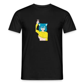 Cute Cat girl - Men's T-Shirt - black - Front - AI Model Male 178 light (178cm)