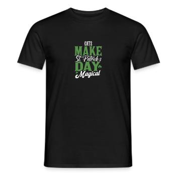 Les chats rendent la Saint-Patrick magique - T-shirt homme - noir - Devant - AI Model Male 178 light (178cm)