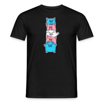Trans flag pig design for trans people - Men's T-Shirt - black - Front - AI Model Male 178 light (178cm)