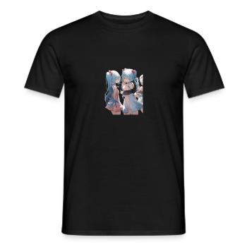 Beautiful Anime Woman - Men's T-Shirt - black - Front - AI Model Male 178 light (178cm)