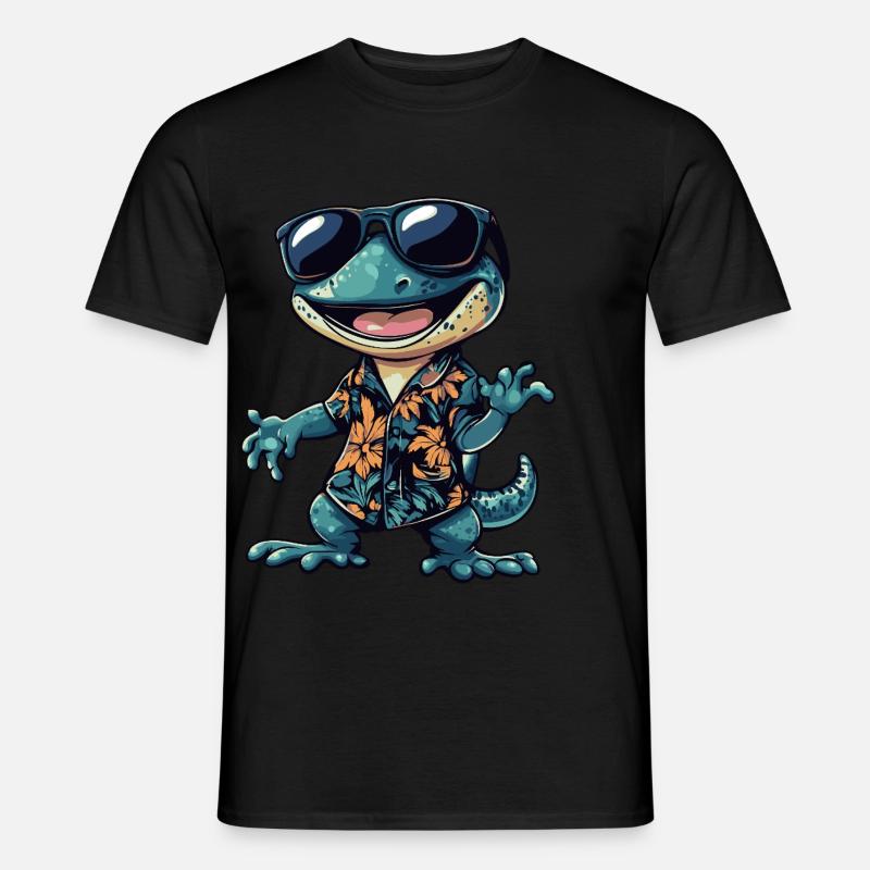 Echse Comic Lustig Sommer - Männer T-Shirt - Schwarz
