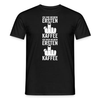 Doigt d’honneur devant mon premier café - T-shirt homme - noir - Devant - AI Model Male 178 light (178cm)