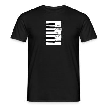 where words fail music speaks - Men's T-Shirt - black - Front - AI Model Male 178 light (178cm)