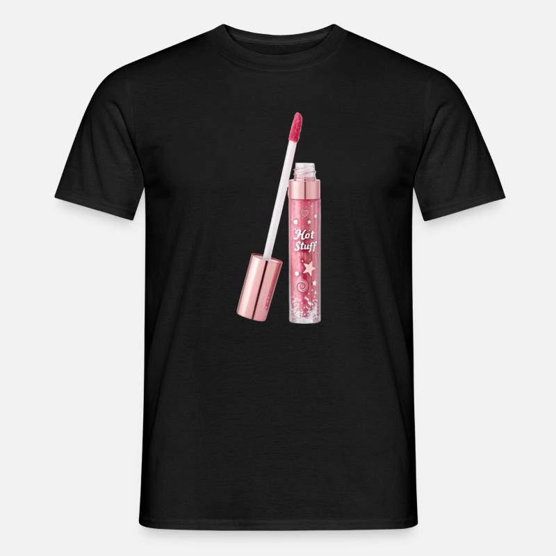 Lipgloss mit Glittereffekt - Männer T-Shirt - Schwarz