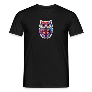 Cute Owl Kawaii Mascot - Men's T-Shirt - black - Front - AI Model Male 178 light (178cm)