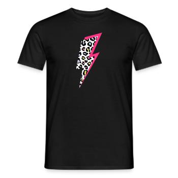 Motif léopard éclair Couleurs pastel avec rose fluo - T-shirt homme - noir - Devant - AI Model Male 178 light (178cm)