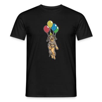 Dackel Geburtstag Luftballon - Männer T-Shirt - Schwarz - Vorne - AI Model Male 178 light (178cm)