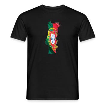 Drapeau du Portugal sur la carte du Portugal - T-shirt homme - noir - Devant - AI Model Male 178 light (178cm)