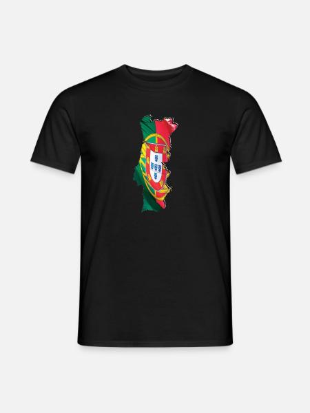 Portugal Flagge in der Portugal Landkarte - Männer T-Shirt - Schwarz
