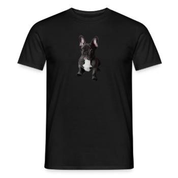 Race de chien Bouledogue français noir et blanc - T-shirt homme - noir - Devant - AI Model Male 178 light (178cm)