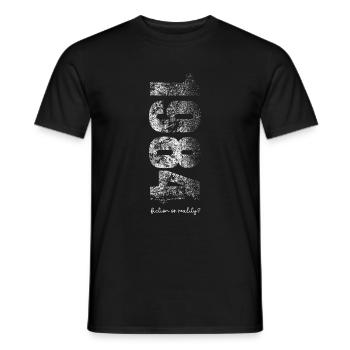 1984 - fiction ou réalité - Orwell - T-shirt homme - noir - Devant - AI Model Male 178 light (178cm)