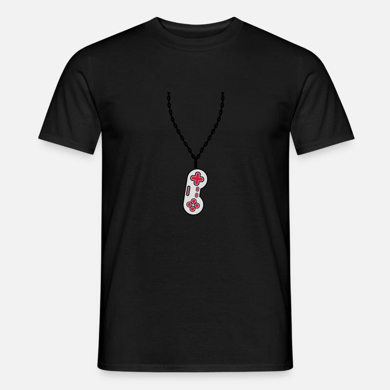 Halskette Schmuck alter Controller - Männer T-Shirt - Schwarz