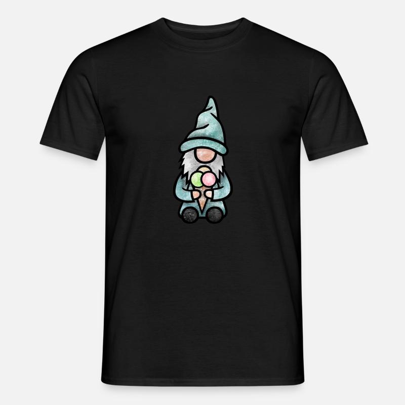 Wichtel mit Eis - Männer T-Shirt - Schwarz