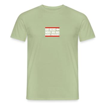 At the stove humor sarcasm irony fun funny saying - Men's T-Shirt - sage - Front - AI Model Male 178 light (178cm)