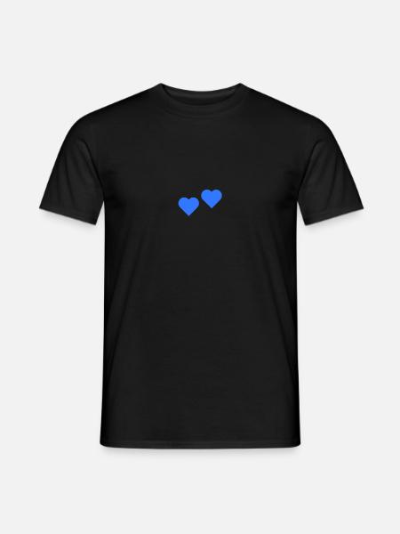 2 Herzen blau - Männer T-Shirt - Schwarz