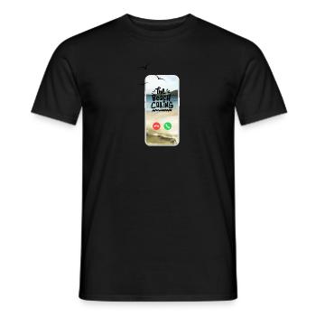 Der Strand ruft an ! Urlaub Meer Entspannen - Männer T-Shirt - Schwarz - Vorne - AI Model Male 178 light (178cm)