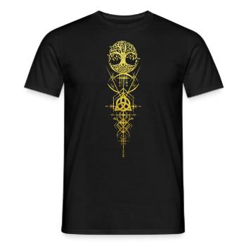 Ygdrassil World Tree Runes Symbol Spirituality - Men's T-Shirt - black - Front - AI Model Male 178 light (178cm)