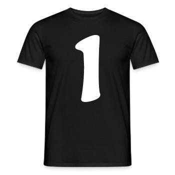 Eins: Minimalistische Ziffer 1 | Erster - Männer T-Shirt - Schwarz - Vorne - AI Model Male 178 light (178cm)