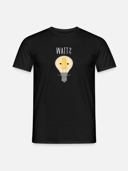 Glühbirne fragt Watt - Männer T-Shirt - Schwarz