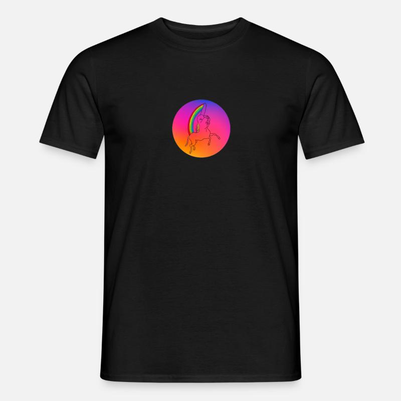 Regenbogen-Einhorn - Männer T-Shirt - Schwarz