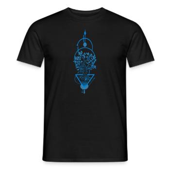 Blue & grey ornamental tree black background - Men's T-Shirt - black - Front - AI Model Male 178 light (178cm)