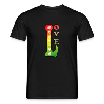 Love Flower Power 70th Retro - Männer T-Shirt - Schwarz - Vorne - AI Model Male 178 light (178cm)