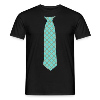 Tie Fake Printed Pattern Turquoise - Men's T-Shirt - black - Front - AI Model Male 178 light (178cm)