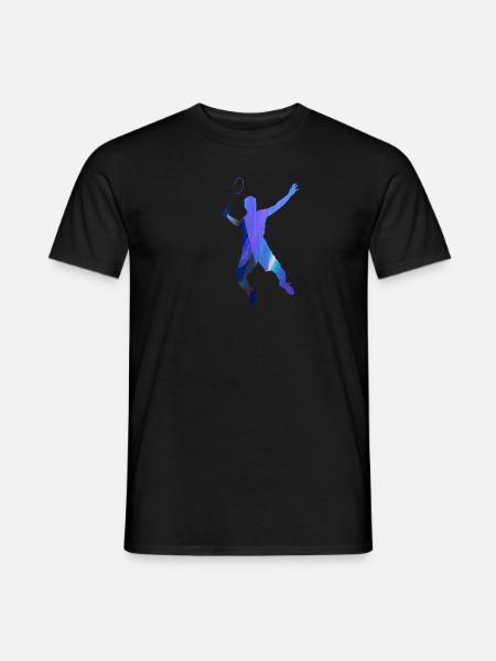 badminton,aufschlag, aquarell, spieler,graffiti - Männer T-Shirt - Schwarz