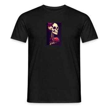 Skull Skull Flowers Tattoo - Men's T-Shirt - black - Front - AI Model Male 178 light (178cm)