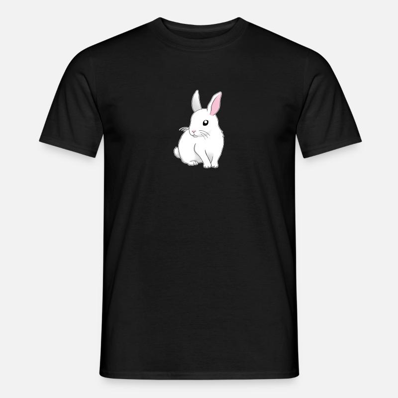 weißer Hase sitzend - Männer T-Shirt - Schwarz