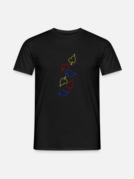 Herzen Bunt Herz - Männer T-Shirt - Schwarz