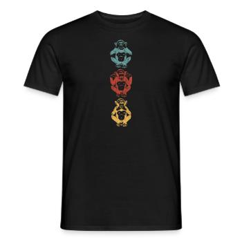3 Monkeys Wisdom Seeing Nothing Listen Saying colorful - Men's T-Shirt - black - Front - AI Model Male 178 light (178cm)