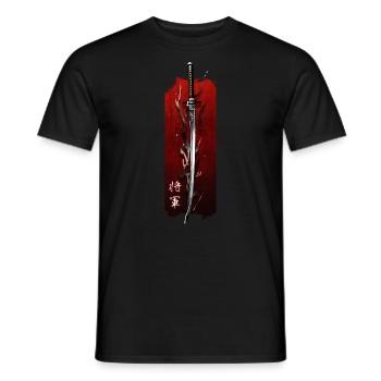 Shoguns Klinge: Die Eleganz des Katanas - Männer T-Shirt - Schwarz - Vorne - AI Model Male 178 light (178cm)