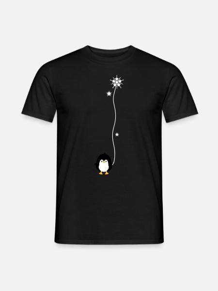 Pinguin und Schneeflocke - Männer T-Shirt - Schwarz